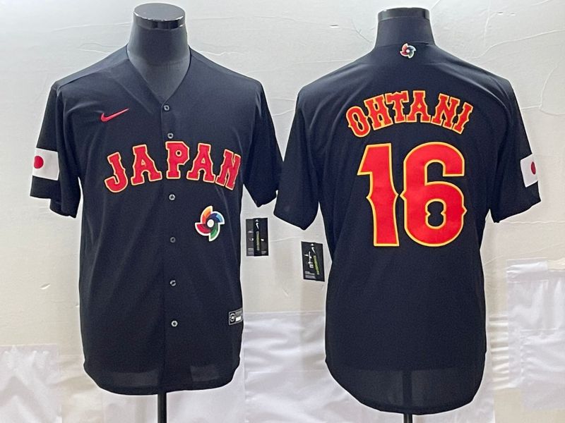 Men 2023 World Cub Japan #16 Ohtani Black Nike MLB Jersey10->more jerseys->MLB Jersey